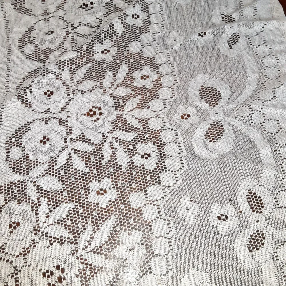 Vintage Lace Tablecloth Floral Medallion 74x70 Cottage Romantic Timeless